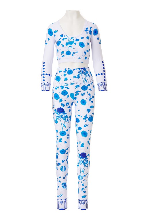 Printed set - flowers of the house - ming - blue